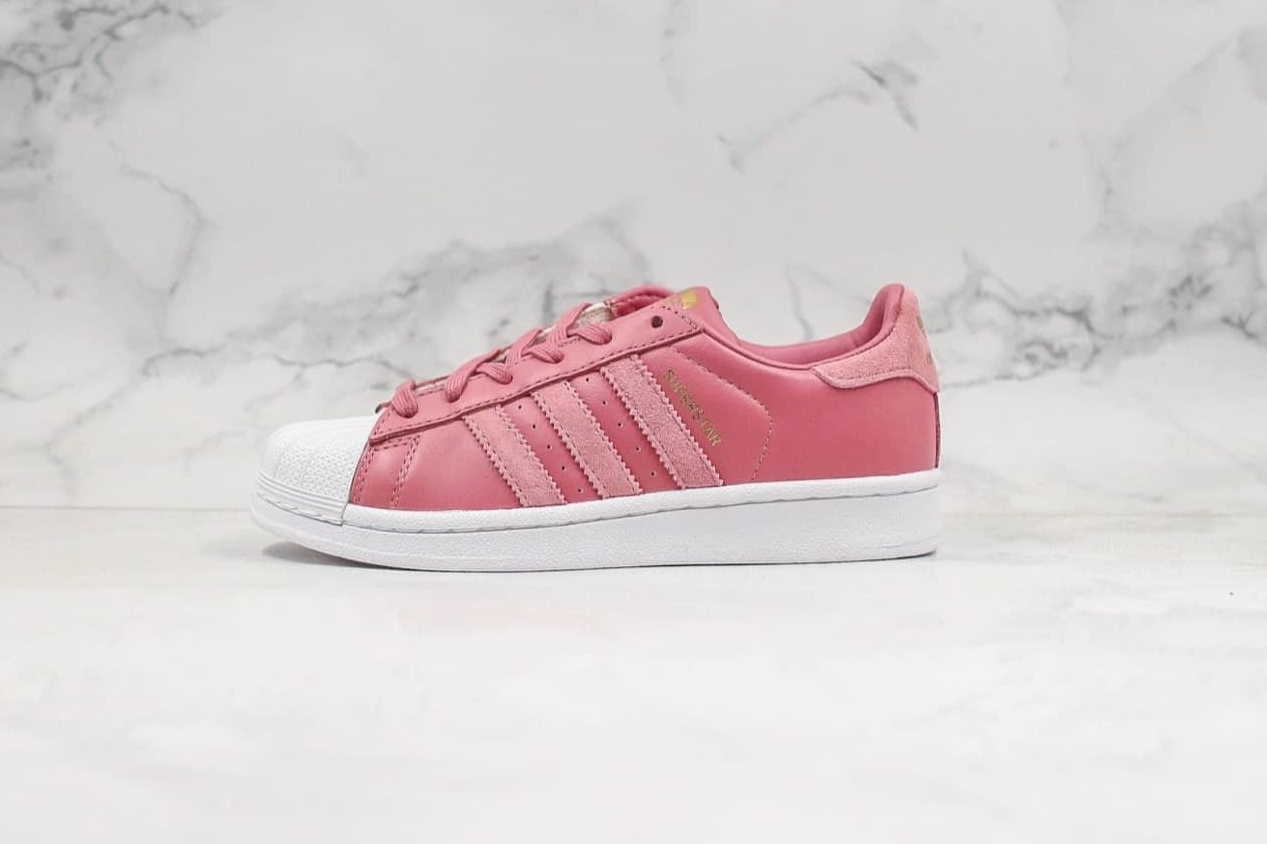 Adidas Superstar Cloud White Pink Rose Gold Metallic Shoes EE7600