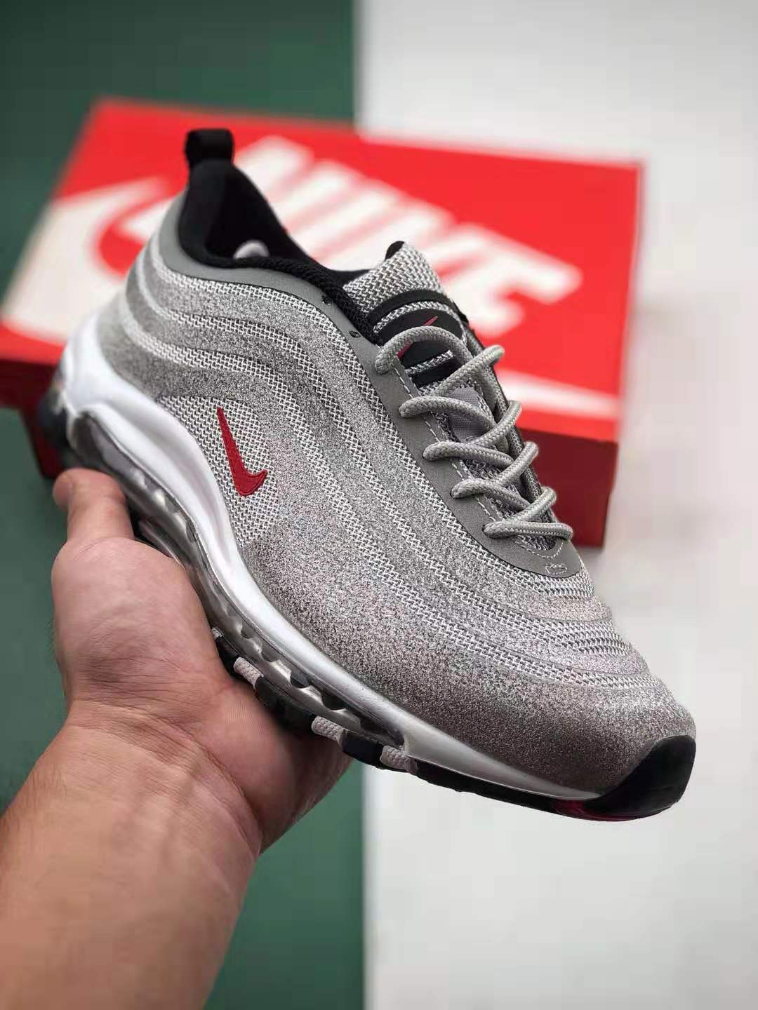 Nike Swarovski x Nike Air Max 97 LX 'Silver Bullet' 927508-002 | Dazzling Crystal Detailing and Iconic Silver Design